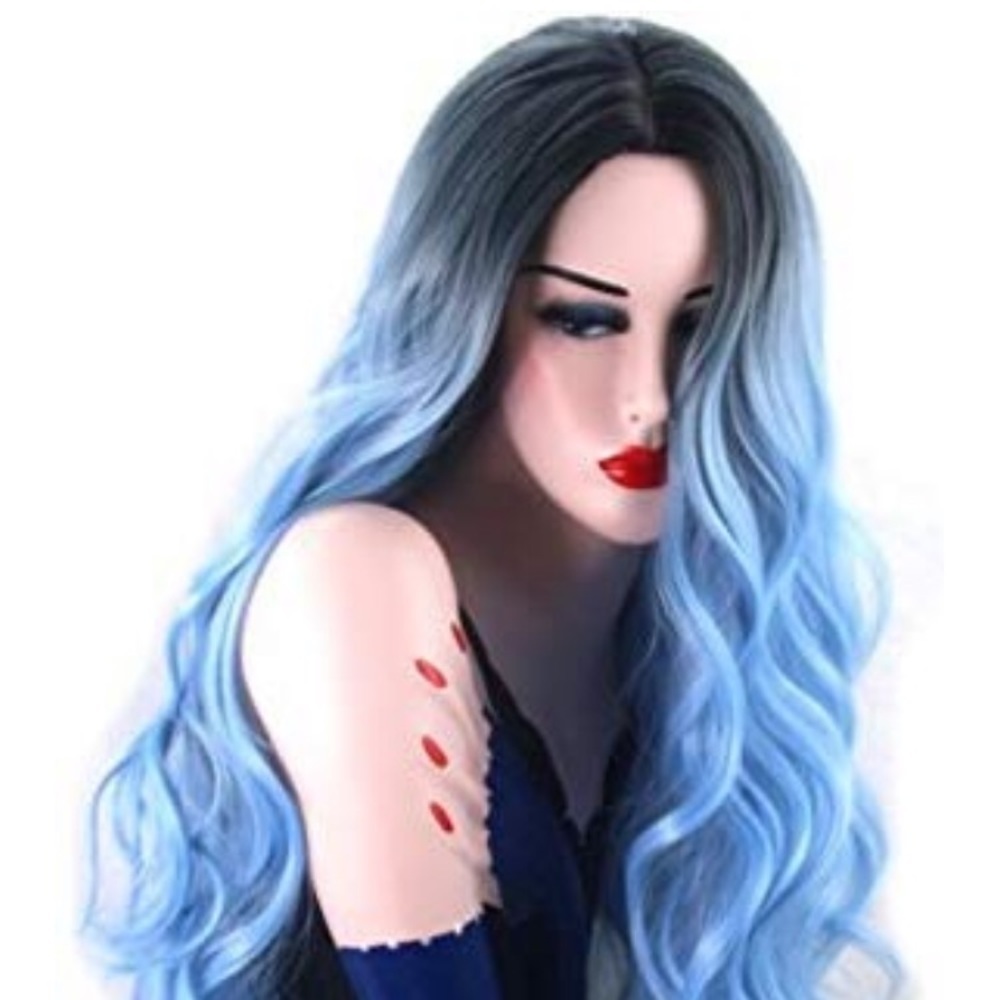 ✨ROYALLE 24” BLUE Cosplay Synthetic CURL Wig *NWT* - Picture 5 of 7